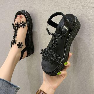 Platform Floral Strap Sandals