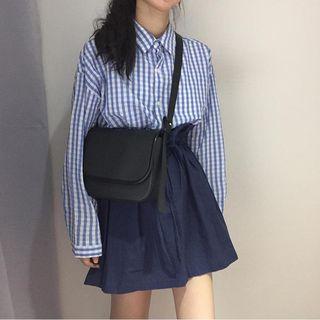 Lace-up Plain A-line Skirt