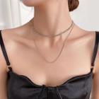 Layered Chain Necklace Sliver - One Size