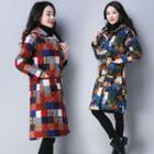 Plaid Hooded Buttoned Long Coat