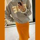 Set: Letter Sweatshirt + H-line Sweat Skirt