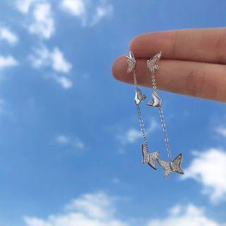925 Sterling Silver Butterfly Dangle Earring 1 Pair - S925 Silver - Silver - One Size