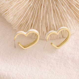 Heart Half-hoop Earring 1 Pair - Gold - One Size