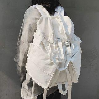 Strap Detail Canvas Backpack White - One Size