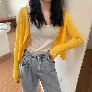 Plain Cropped Cardigan / Plain Camisole Tank