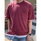 Pocket-front Drawstring-hem T-shirt In 10 Colors
