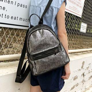 Faux Leather Nylon Backpack