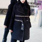 Studded Long Wool Jacket Black - One Size