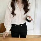 Long-sleeve Sailor Collared Lace Top