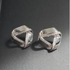 Triangle Rhinestone Earring 1 Pair - Silver - One Size