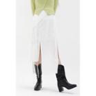 Asymmetric Deep-slit Midi Skirt Ivory - One Size