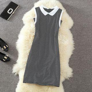 Pinstriped Collared Tank Dress