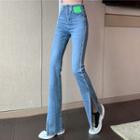Side-slit Boot-cut Skinny Jeans