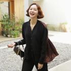 Pleated-back Paisley-panel Cardigan