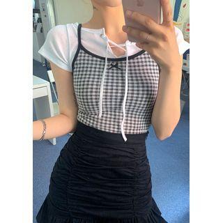 Piped Checked Camisole Top
