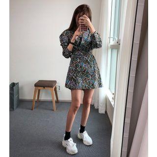 Double-breasted Pattern Minidress With Belt