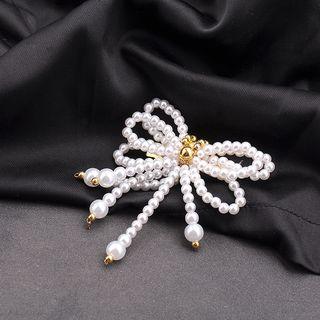 Faux Pearl Bow Brooch As Shown In Figure - One Size