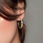 Rhinestone Circle Earring White - 1357a#