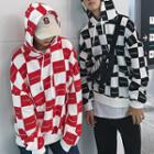 Couple Matching Check Lettering Hoodie