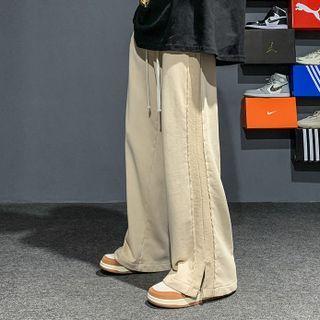 Side-slit Drawstring Wide Leg Pants