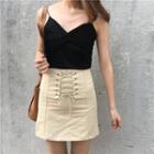 Lace Up Mini Skirt