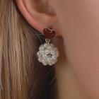 Alloy Heart Faux Pearl Dangle Earring 1 Pair - 01 - 9640 - Red - One Size