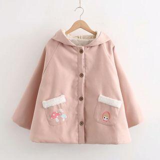 Cartoon Embroidered Hooded Padded Jacket