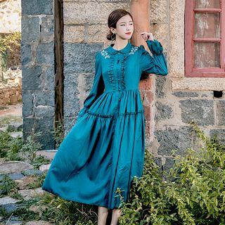 Embroidered Ruffled Maxi Dress