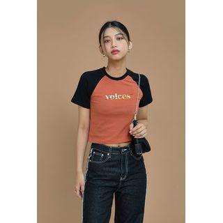 Raglan Letter Cropped T-shirt