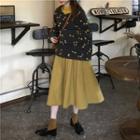 Embellished Fleece Sweatshirt / Midi A-line Skirt