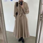 Tie-waist Midi A-line Coatdress