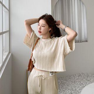 Crystal-pleat Crop Top