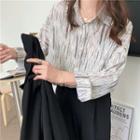 Long-sleeve Print Loose-fit Shirt Almond - One Size