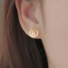 Lock Faux Pearl Sterling Silver Earring 1 Pair - Gold - One Size