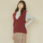 V-neck Sleeveless Furry Knit Top