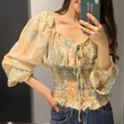 Chiffon Floral Top As Shown In Figure - One Size
