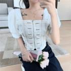 Square-neck Short-sleeve Slim-fit Top