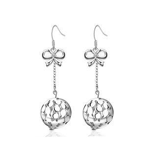 Simple And Elegant Bow Cutout Circle Earrings Silver - One Size