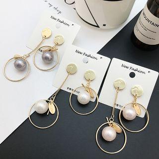 Faux Pearl Non-matching Drop Earring