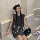 Sleeveless Lace Trim Top / Mini Skirt