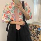Flower Short-sleeve Shirt / Suspender Skirt