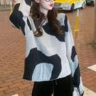 Color-block Long-sleeve Sweater / Plain High-waist Wide-leg Pants