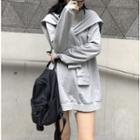 Loose-fit Mock Two-piece Pullover Gray - One Size