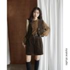 Buttoned Corduroy Vest / High-waist Shorts