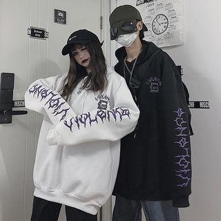 Fleece-lined Printed Hooded Sweatshirt
