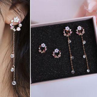 Rhinestone Flower Hoop / Dangle Earring (various Designs)