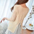 Bow Detail Slit-back Mock Two-piece Sweater