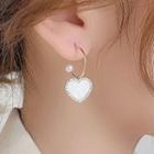 Heart Shell Faux Pearl Alloy Dangle Earring 1 Pair - White & Gold - One Size