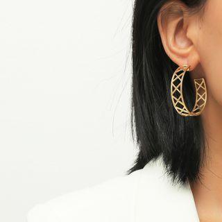 Geometric Alloy Open Hoop Earring 1 Pair - Gold - One Size