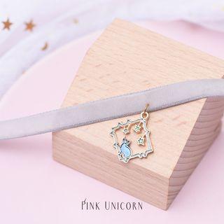 Rabbit Pendant Faux Suede Choker Light Gray - One Size